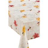 Obrus metráž návin 20 m x 140 cm červeno-žlté kvety na hnedom podklade