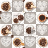 Obrusy návin 20 m x 140 cm kávové zrnká s krajkovými srdiečkami
