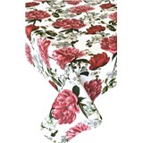 Obrusy návin 20 m x 140 cm pivonky červené a kvety čerešní