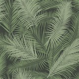 Vliesové tapety na stenu IMPOL EDEN palmové listy zelené s metalickým odleskom