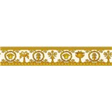 Luxusné vliesové  bordúry na stenu Versace III barokový kvetinový vzor bielo-zlatý