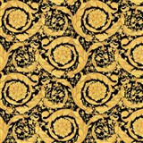 Luxusné vliesové  tapety na stenu Versace III barokový kvetinový vzor žlto-čierny