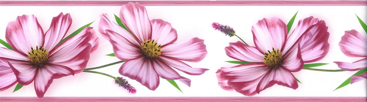 Samolepiace bordúry kvety ružové 5 m x 8,3 cm