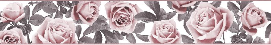 Samolepiace bordúry na stenu ruže ružovo-sivé 5 m x 8,3 cm