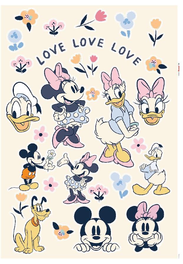 Samolepky na stenu Disney Mickey - Love Love Love 50 cm x 70 cm