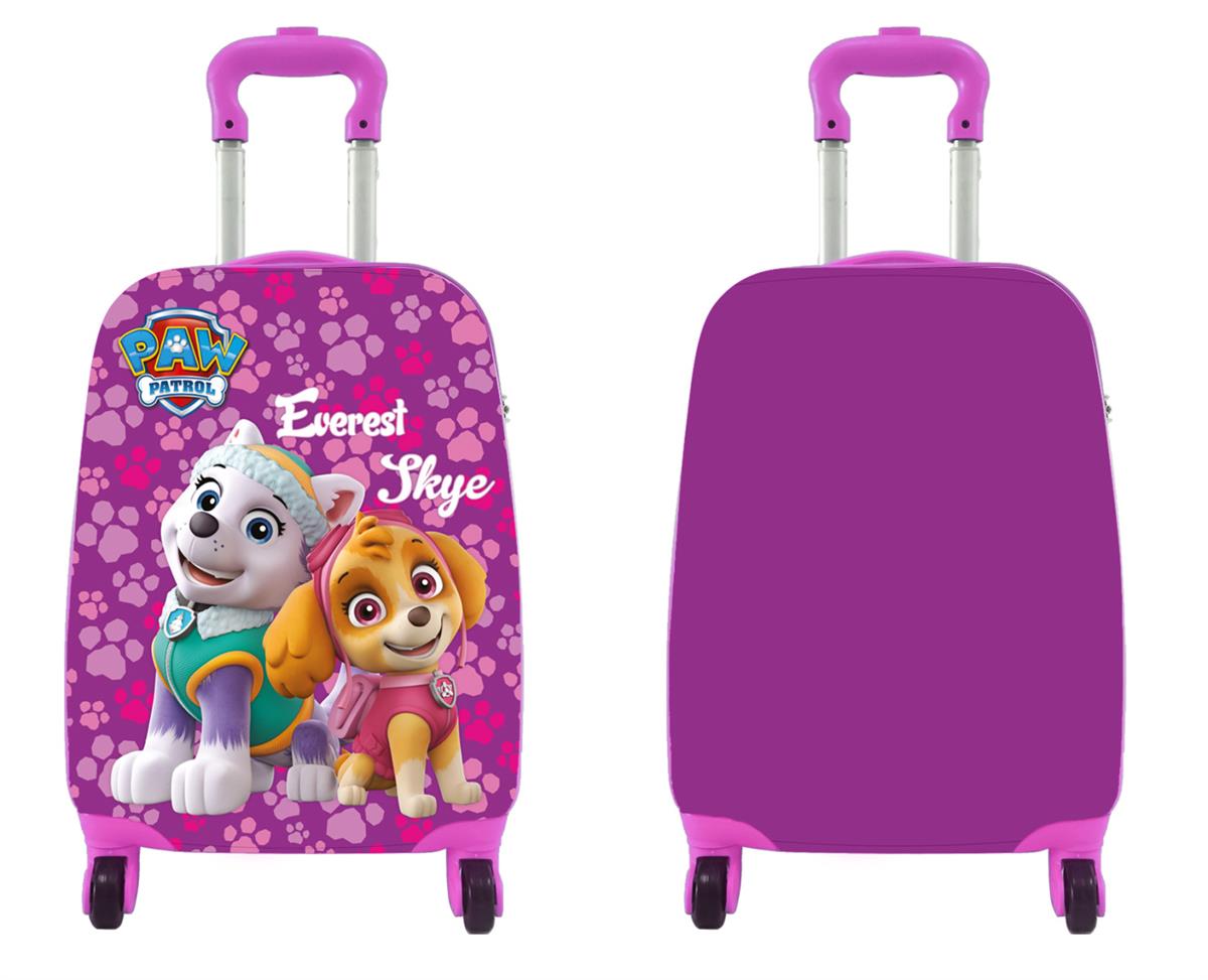 Detský kufor vysoký na kolieskach Labková patrola - ružový (Paw Patrol)