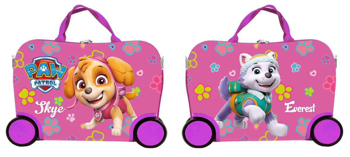 Detský kufor nízky na kolieskach Labková Patrola -  ružová (Paw Patrol)