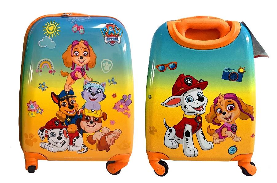Detský kufor vysoký na kolieskach Labková patrola - oranžový (Paw Patrol)