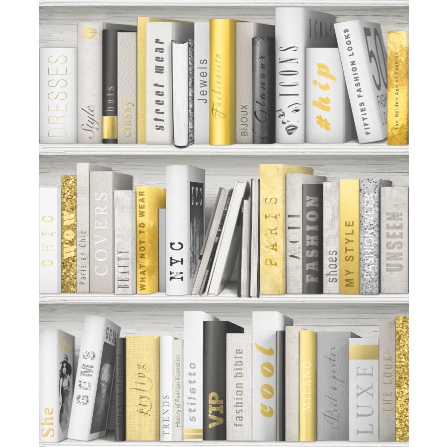 Papierové tapety na stenu knihovňa zlato-biela