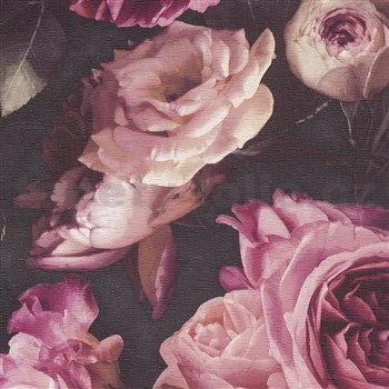 Vinylové tapety na stenu Opus kvetinová kompozícia ružová na tmavom pozadí