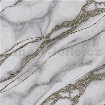 Vliesové tapety na stenu mramor sivo-biely so zlatým žíhaním - POSLEDNÉ KUSY