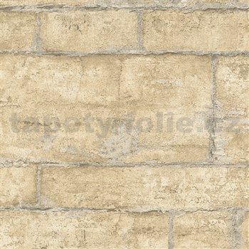 Vliesové tapety na stenu IMPOL GMK kamenná stena pieskovo žltá