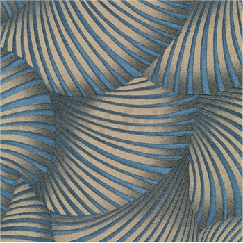 Vliesové tapety na stenu GMK Fashion for walls  5 3D twill zlatý na modrom podklade