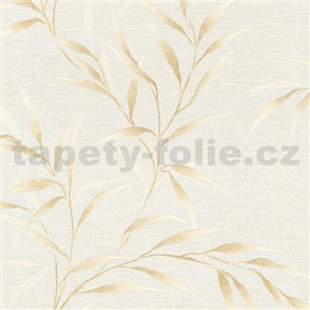 Vliesové tapety na stenu GMK Fashion for walls 5 lístky béžové na krémovom pokladu