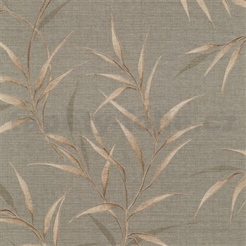 Vliesové tapety na stenu GMK Fashion for walls  5 lístky niklové na béžovom podklade