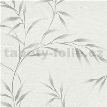 Vliesové tapety na stenu GMK Fashion for walls  5 lístky strieborné na bielom podklade