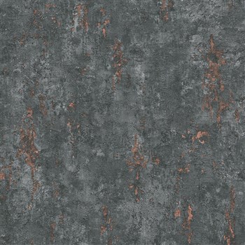 Vliesové tapety na stenu GMK4 omietkovina tmavo sivá s bronzovými detailmi