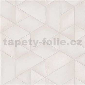 Vliesové tapety na stenu IMPOL HIT geometrický vzor krémovo ružový so striebornou škárou