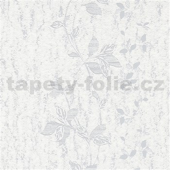 Vliesové tapety na stenu IMPOL HIT popínavé stonky biele so striebornými odleskami