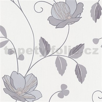 Vliesové tapety na stenu IMPOL HIT CYRILLE kvety Trésor fialové na bielom podklade