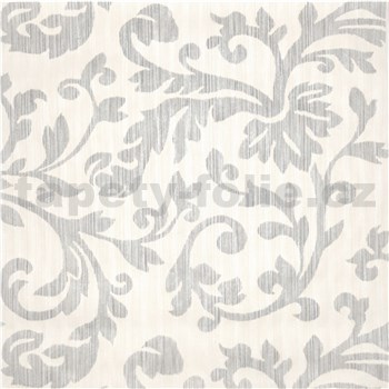 Luxusné vliesové tapety na stenu DOMOTEX New Style ornamenty sivé na béžovom podklade