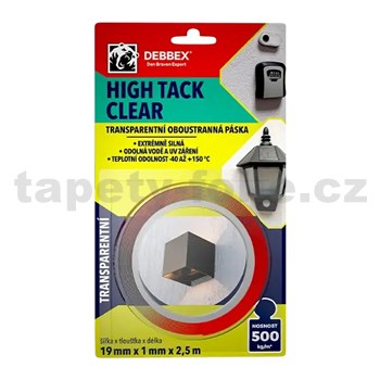 Obojstranná páska HIGH TACK CLEAR 19mm x 2,5m - BLISTR