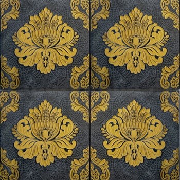 Samolepiace penové 3D panely rozmer 68 x 67,5 cm, ornamenty zlaté na čiernom podklade