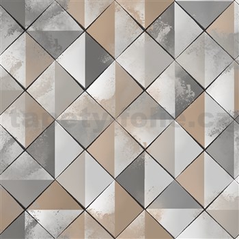 Vliesové tapety na stenu IMPOL Pop trojuholníky sivo-hnedé