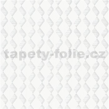 Vliesové tapety na stenu VILLA ROMANA retiazkový vzor strieborný na bielom podklade