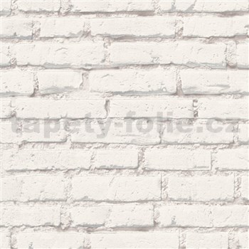 Vliesové tapety IMPOL Wood and Stone 2 tehly biele so sivou škárou