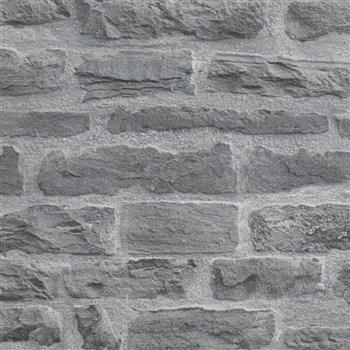 Vliesové tapety IMPOL Wood and Stone 2 tehlová stena sivo-čierna