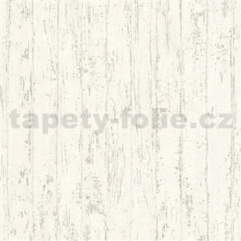 Vliesové tapety IMPOL Wood and Stone 2 úzky drevený obklad s krémovo bielou patinou