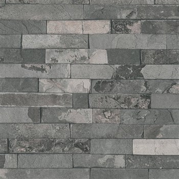 Vliesové tapety IMPOL Wood and Stone 2 obkladový kameň štiepaná bridlica sivá