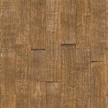 Vliesové tapety IMPOL Wood and Stone 2 3D drevený obklad hnedý