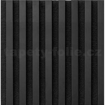 Dekoračné panely čierny mat 3D lamely na filcovom podklade 30 x 30 cm - AKCIA