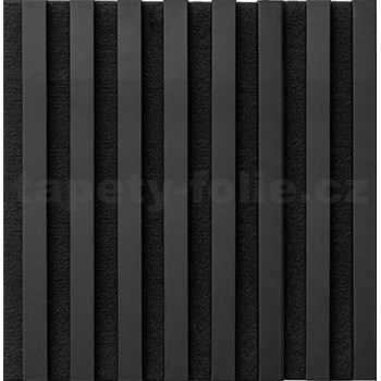 Dekoračné panely čierny mat 3D lamely na filcovom podklade 40 x 40 cm