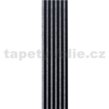 Dekoračné panely čierny mat 3D lamely na sivom filcovom podklade 270 x 30 cm