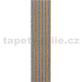 Dekoračné panely dub svetlý 3D lamely na sivom filcovom podklade 270 x 30 cm