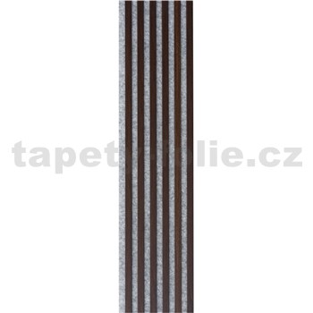 Dekoračné panely dub tmavý 3D lamely na sivom filcovom podklade 270 x 30 cm