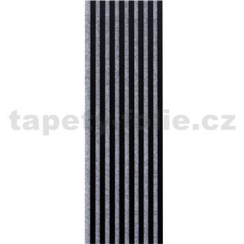 Dekoračné panely čierny mat 3D lamely na sivom filcovom podklade 270 x 40 cm