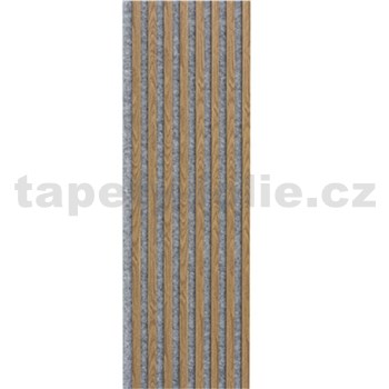 Dekoračné panely dub svetlý 3D lamely na sivom filcovom podklade 270 x 40 cm