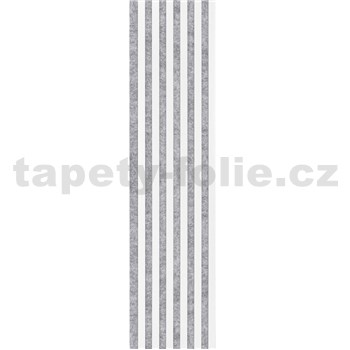 Dekoračné panely biele 3D lamely na sivom filcovom podklade 270 x 30 cm