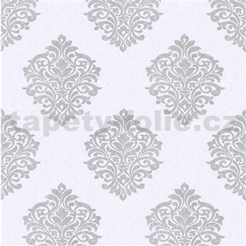 Vliesové tapety na stenu Alpha zámocký vzor sivý na bielom podklade