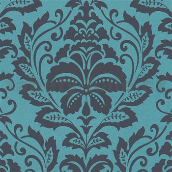 Vliesové tapety na stenu Attractive barokový ornamentálny vzor tyrkysovo-sivý - POSLEDNÉ KUSY