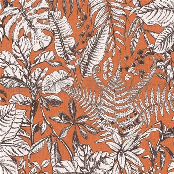 Vliesové tapety na stenu IMPOL Daniel Hechter 6 tropical listy na oranžovom podklade