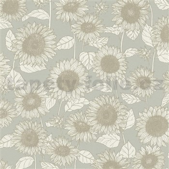 Vliesové tapety na stenu New Life slnečnice na sivom podklade - POSLEDNÉ KUSY
