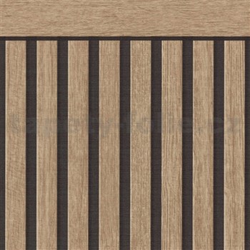 Ochranný stenový panel - vliesová fototapeta lamely dub hnedý - 500 x 106 cm