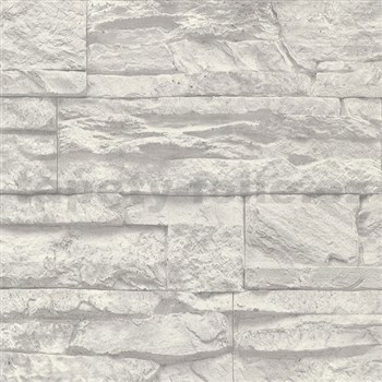 Vliesové tapety na stenu Wood'n Stone kameň sivo-biely