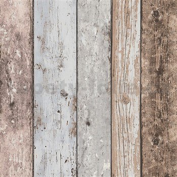 Vliesové tapety na stenu staré drevo modro-hnedé