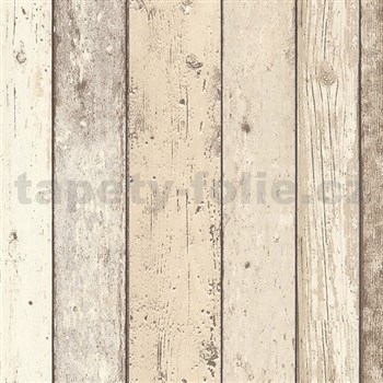 Vliesové tapety na stenu Wood'n Stone drevené dosky svetlo hnedé